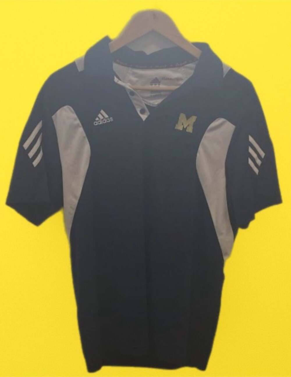 Adidas Michigan Wolverines Climalite Polo Shirt Men's Medium Blue